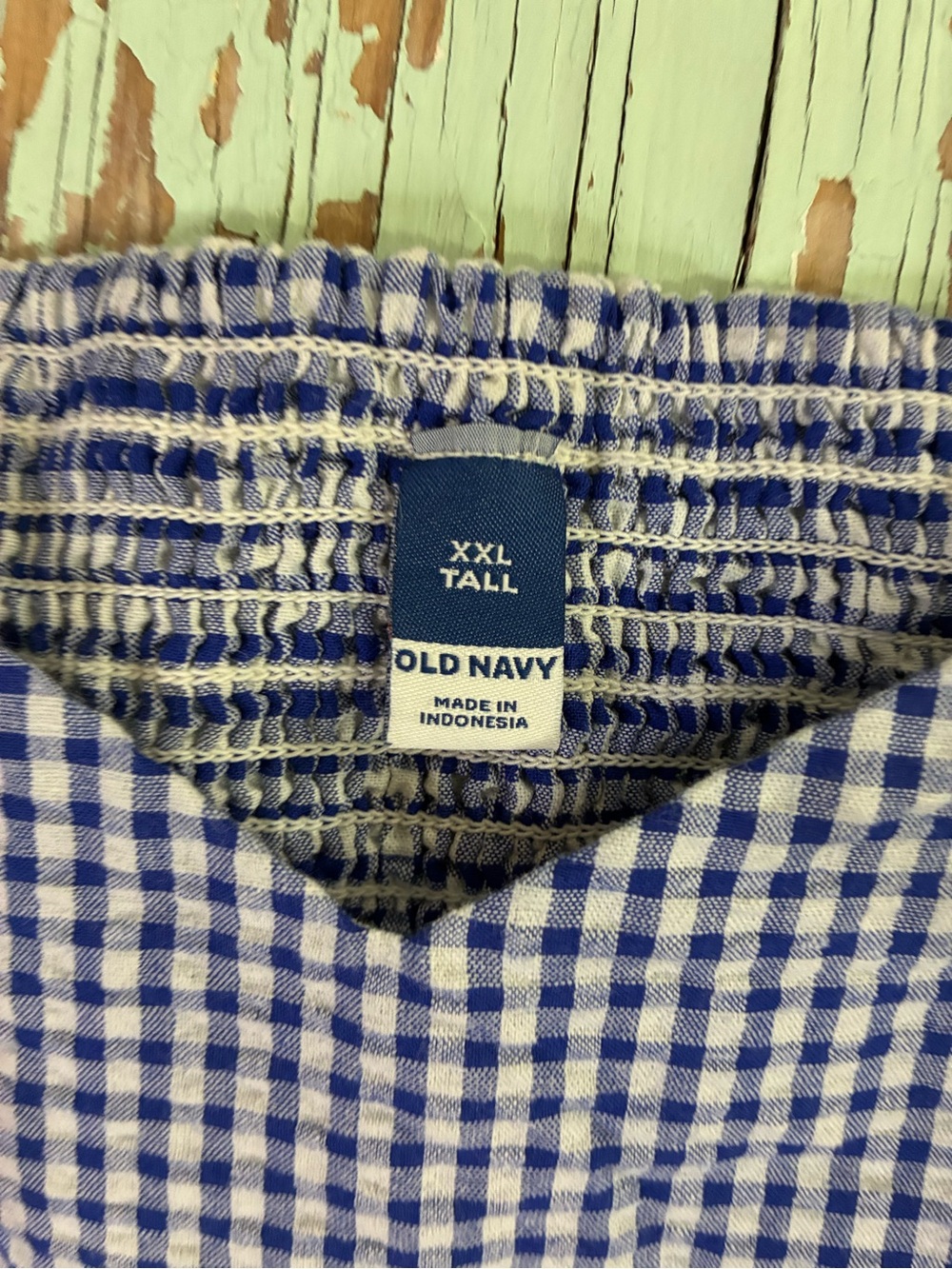 Old Navy Blue Gingham Midi Dress with Puff Sleeves - Picture 2 of 7